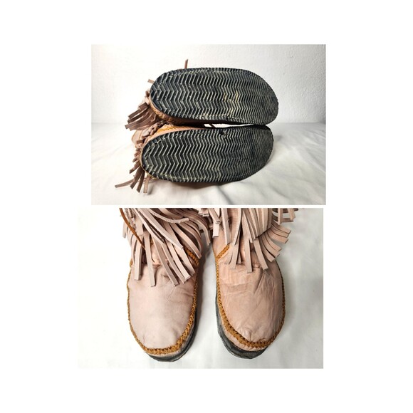 Light Pink Leather Boots & Fur Moccasins Fringes Navajo Southwestern Native 10 - Picture 10 of 10